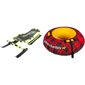 image:imageYukon Charlies Hammerhead Pro HD Sled  Single Rider Speed and Steering Control 52inch x 22inch amp Timber Tube Snow Sled with Durable Fabric Shell  Red Plaid